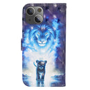 3D Painted Pattern Horizontal Flip Leather Case with Holder & Wallet & Card slot & Lanyard For iPhone 13 mini(Lion)