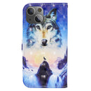 3D Painted Pattern Horizontal Flip Leather Case with Holder & Wallet & Card slot & Lanyard For iPhone 13 mini(Sunrise Wolf)