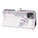 3D Painted Pattern Horizontal Flip Leather Case with Holder & Wallet & Card slot & Lanyard For iPhone 13(Flower Elephant)