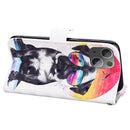 3D Painted Pattern Horizontal Flip Leather Case with Holder & Wallet & Card slot & Lanyard For iPhone 13(Glasses Dog)