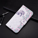 3D Painted Pattern Horizontal Flip Leather Case with Holder & Wallet & Card slot & Lanyard For iPhone 13 Pro(Flower Elephant)