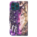 3D Painted Pattern Horizontal Flip Leather Case with Holder & Wallet & Card slot & Lanyard For iPhone 13 Pro(Wind Chime Wolf)