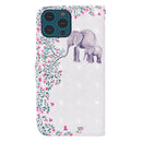 3D Painted Pattern Horizontal Flip Leather Case with Holder & Wallet & Card slot & Lanyard For iPhone 13 Pro Max(Flower Elephant)