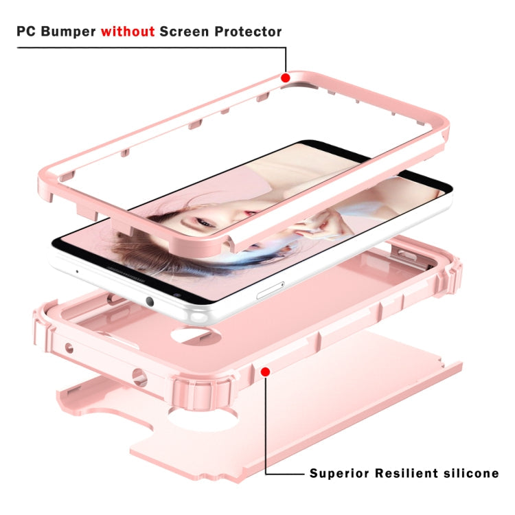 For Google Pixel 3a 3 in 1 Shockproof PC + Silicone Protective Case(Rose Gold)