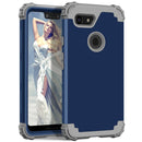 For Google Pixel 3 XL 3 in 1 Shockproof PC + Silicone Protective Case(Navy Blue + Grey)