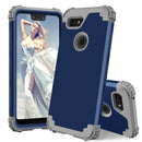 For Google Pixel 3 XL 3 in 1 Shockproof PC + Silicone Protective Case(Navy Blue + Grey)