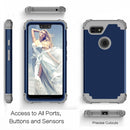 For Google Pixel 3 XL 3 in 1 Shockproof PC + Silicone Protective Case(Navy Blue + Grey)