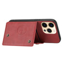 Double Buckle PU + TPU Shockproof Magnetic Protective Case with Card Slot & Holder For iPhone 13 mini(Red)