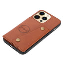 Double Buckle PU + TPU Shockproof Magnetic Protective Case with Card Slot & Holder For iPhone 13 mini(Light Brown)