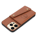 Double Buckle PU + TPU Shockproof Magnetic Protective Case with Card Slot & Holder For iPhone 13 mini(Light Brown)