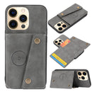 Double Buckle PU + TPU Shockproof Magnetic Protective Case with Card Slot & Holder For iPhone 13 mini(Grey)