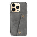 Double Buckle PU + TPU Shockproof Magnetic Protective Case with Card Slot & Holder For iPhone 13 mini(Grey)