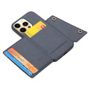 Double Buckle PU + TPU Shockproof Magnetic Protective Case with Card Slot & Holder For iPhone 13(Blue)