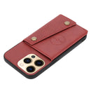 Double Buckle PU + TPU Shockproof Magnetic Protective Case with Card Slot & Holder For iPhone 13 Pro(Red)