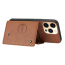 Double Buckle PU + TPU Shockproof Magnetic Protective Case with Card Slot & Holder For iPhone 13 Pro(Light Brown)