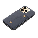 Double Buckle PU + TPU Shockproof Magnetic Protective Case with Card Slot & Holder For iPhone 13 Pro(Blue)