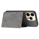 Double Buckle PU + TPU Shockproof Magnetic Protective Case with Card Slot & Holder For iPhone 13 Pro(Grey)