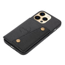 Double Buckle PU + TPU Shockproof Magnetic Protective Case with Card Slot & Holder For iPhone 13 Pro(Black)