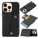 Double Buckle PU + TPU Shockproof Magnetic Protective Case with Card Slot & Holder For iPhone 13 Pro Max(Black)