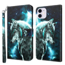 3D Painting Pattern Horizontal Flip TPU + PU Leather Case with Holder & Card Slots & Wallet For iPhone 13 mini(Wolf)