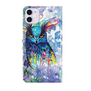 3D Painting Pattern Horizontal Flip TPU + PU Leather Case with Holder & Card Slots & Wallet For iPhone 13 mini(Watercolor Owl)