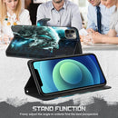 3D Painting Pattern Horizontal Flip TPU + PU Leather Case with Holder & Card Slots & Wallet For iPhone 13 Pro(Wolf)