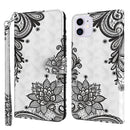 3D Painting Pattern Horizontal Flip TPU + PU Leather Case with Holder & Card Slots & Wallet For iPhone 13 Pro(Diagonal Black Flower)