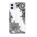 3D Painting Pattern Horizontal Flip TPU + PU Leather Case with Holder & Card Slots & Wallet For iPhone 13 Pro(Diagonal Black Flower)