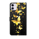 3D Painting Pattern Horizontal Flip TPU + PU Leather Case with Holder & Card Slots & Wallet For iPhone 13 Pro Max(Gold Butterflies)
