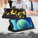 3D Painting Pattern Horizontal Flip TPU + PU Leather Case with Holder & Card Slots & Wallet For iPhone 13 Pro Max(Gold Butterflies)