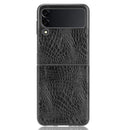 For Samsung Galaxy Z Flip3 5G Shockproof Crocodile Texture PC + PU Case(Black)