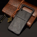 For Samsung Galaxy Z Flip3 5G Shockproof Crocodile Texture PC + PU Case(Black)