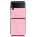 For Samsung Galaxy Z Flip3 5G Shockproof Crocodile Texture PC + PU Case(Pink)