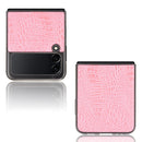 For Samsung Galaxy Z Flip3 5G Shockproof Crocodile Texture PC + PU Case(Pink)