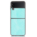 For Samsung Galaxy Z Flip3 5G Shockproof Crocodile Texture PC + PU Case(Light Green)