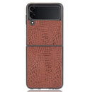 For Samsung Galaxy Z Flip3 5G Shockproof Crocodile Texture PC + PU Case(Brown)