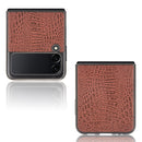 For Samsung Galaxy Z Flip3 5G Shockproof Crocodile Texture PC + PU Case(Brown)