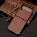 For Samsung Galaxy Z Flip3 5G Shockproof Crocodile Texture PC + PU Case(Brown)