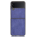 For Samsung Galaxy Z Flip3 5G Shockproof Crocodile Texture PC + PU Case(Blue)