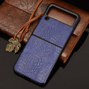 For Samsung Galaxy Z Flip3 5G Shockproof Crocodile Texture PC + PU Case(Blue)