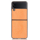 For Samsung Galaxy Z Flip3 5G Shockproof Crocodile Texture PC + PU Case(Orange)
