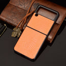 For Samsung Galaxy Z Flip3 5G Shockproof Crocodile Texture PC + PU Case(Orange)