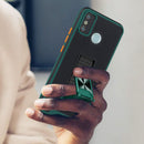 For Tecno Spark 6 Go Dual-color Skin Feel TPU + PC Magnetic Shockproof Case with Invisible Holder(Green)