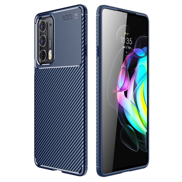 For Motorola Moto Edge 20 Carbon Fiber Texture Shockproof TPU Case(Blue)
