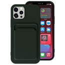 For iPhone 13 TPU + Flannel Lining Shockproof Case with Card Slots(Dark Green)