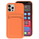 For iPhone 13 TPU + Flannel Lining Shockproof Case with Card Slots(Orange)