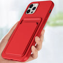 For iPhone 13 TPU + Flannel Lining Shockproof Case with Card Slots(Dark Green)
