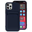 For iPhone 13 Pro Max TPU + Flannel Lining Shockproof Case with Card Slots (Blue)