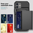 Shockproof Heavy Duty Armor Protective Case with Slide Multi-Card Slot For iPhone 13 Pro Max(Blue)