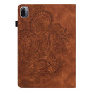 For Xiaomi Pad 5 Pro / Pad 5 Peacock Embossed Pattern TPU + PU Horizontal Flip Leather Case with Holder & Card Slots & Wallet & Sleep / Wake-up Function(Brown)